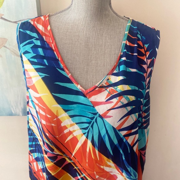 AVENUE💙💛MULTI COLOR💛💙SLEEVELESS SLIP ON SPRING SUMMER TOP SIZE 14/16🌟EUC🌟 - Picture 3 of 14